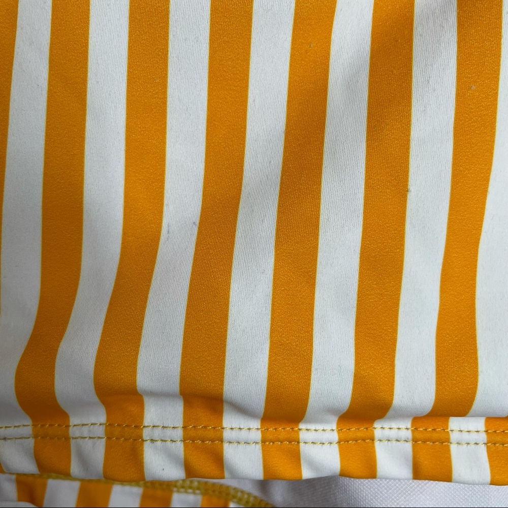 Janela Bay High Neck Tankini Top Vertical Stripe Yellow White Swim - Picture 9 of 9